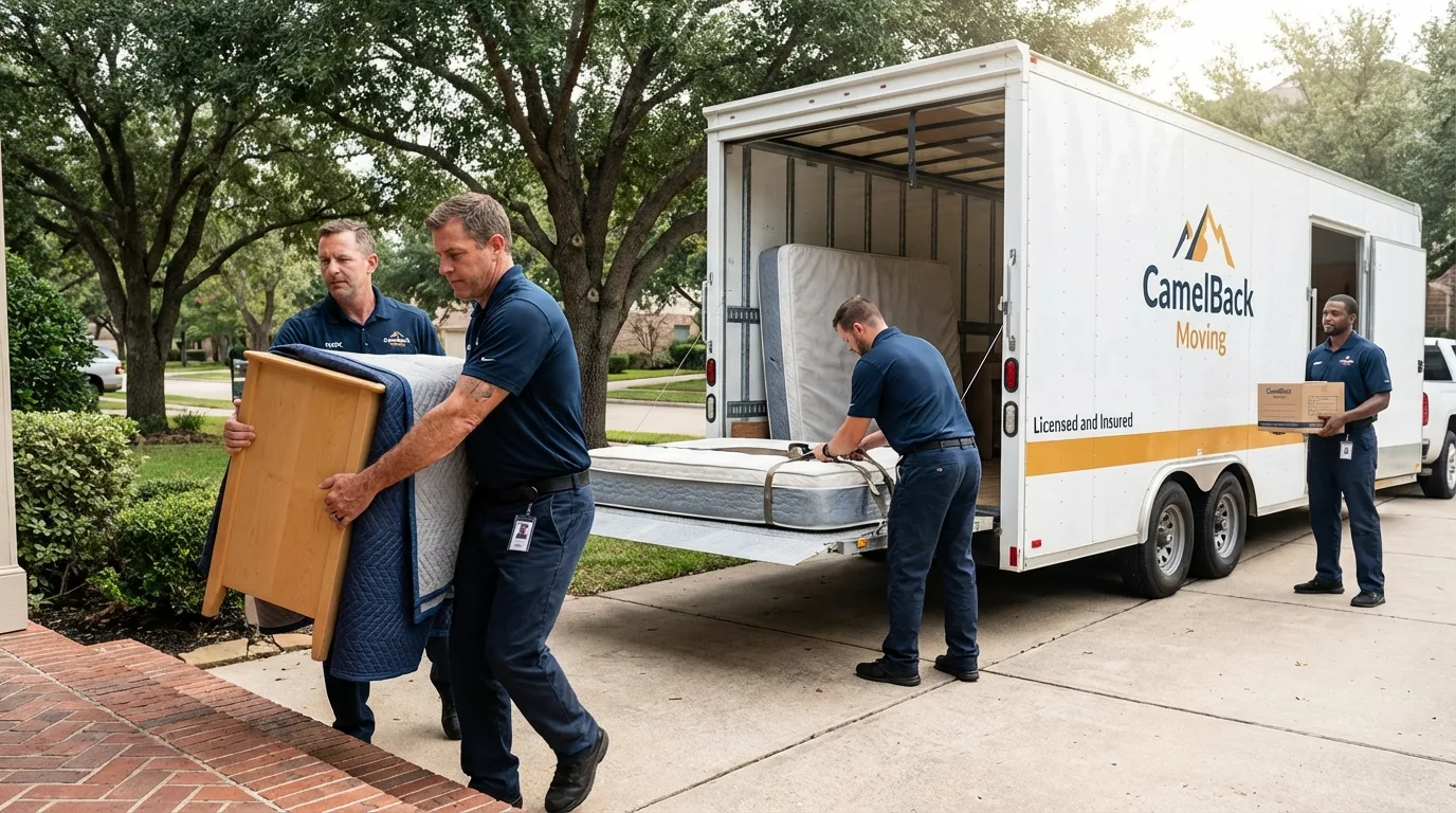 Crew loading residential truck for cross-state move from Putnam, CT