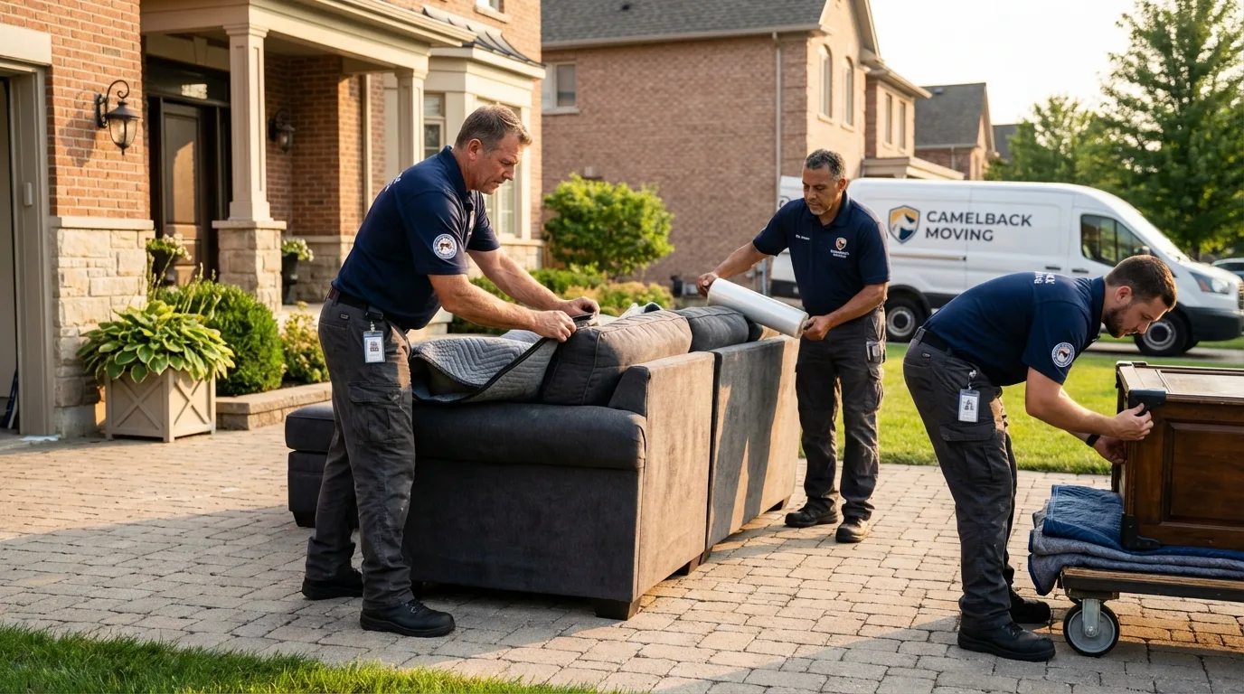 Large estate moving crew wrapping furniture in Putnam, CT